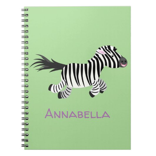 Cute grappige zebra lopende illustratie van cartoo notitieboek (Voorkant)