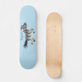 Cute grappige zebra lopende illustratie van cartoo persoonlijk skateboard (Voorkant)