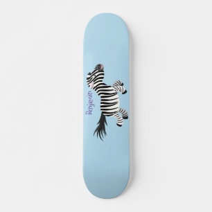 Cute grappige zebra lopende illustratie van cartoo persoonlijk skateboard