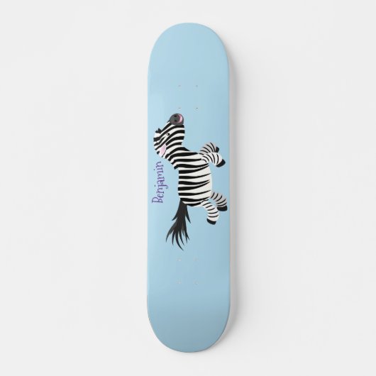 Cute grappige zebra lopende illustratie van cartoo persoonlijk skateboard (Voorkant)