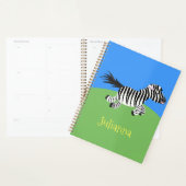 Cute grappige zebra lopende illustratie van cartoo planner (Display)
