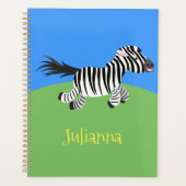 Cute grappige zebra lopende illustratie van cartoo planner (Voorkant)