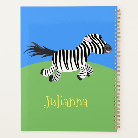 Cute grappige zebra lopende illustratie van cartoo planner (Achterkant)