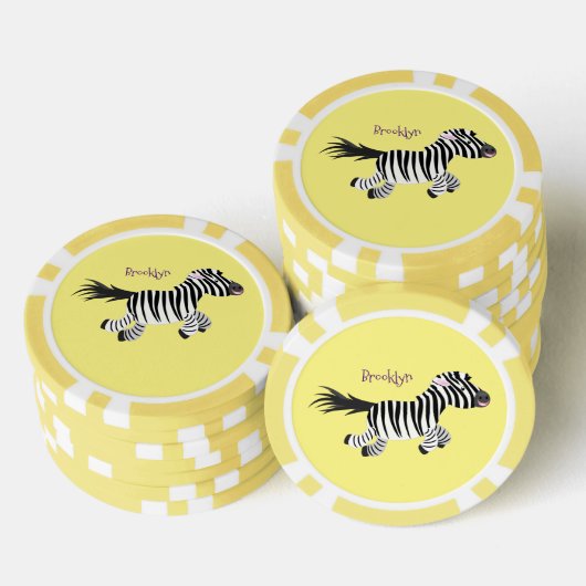 Cute grappige zebra lopende illustratie van cartoo poker chips (Opstapeling)