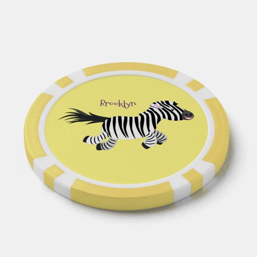 Cute grappige zebra lopende illustratie van cartoo poker chips (Enkel)