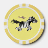 Cute grappige zebra lopende illustratie van cartoo poker chips (Voorkant)