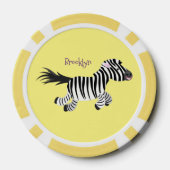 Cute grappige zebra lopende illustratie van cartoo poker chips (Achterkant)