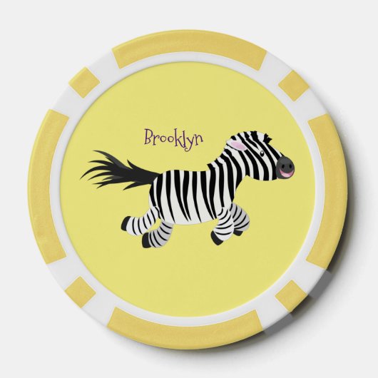 Cute grappige zebra lopende illustratie van cartoo poker chips (Achterkant)