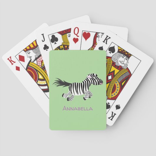 Cute grappige zebra lopende illustratie van cartoo pokerkaarten (Achterkant)