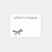 Cute grappige zebra lopende illustratie van cartoo post-it® notes (Voorkant)