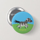 Cute grappige zebra lopende illustratie van cartoo ronde button 5,7 cm (Voorkant /achterkant)