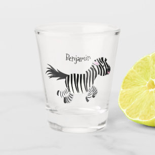 Cute grappige zebra lopende illustratie van cartoo shot glas