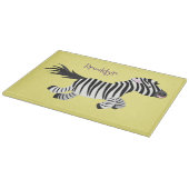 Cute grappige zebra lopende illustratie van cartoo snijplank (Hoek)