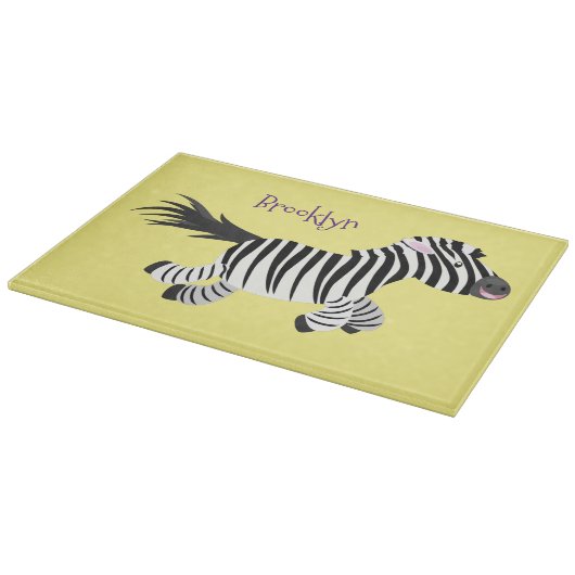 Cute grappige zebra lopende illustratie van cartoo snijplank (Hoek)