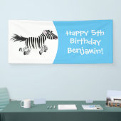 Cute grappige zebra lopende illustratie van cartoo spandoek (Beurs)