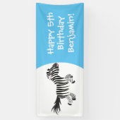 Cute grappige zebra lopende illustratie van cartoo spandoek (Verticaal)
