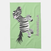 Cute grappige zebra lopende illustratie van cartoo theedoek (Verticaal)