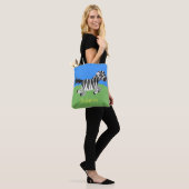 Cute grappige zebra lopende illustratie van cartoo tote bag (Op model)