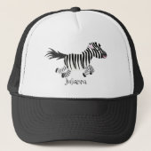 Cute grappige zebra lopende illustratie van cartoo trucker pet (Voorkant)