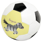 Cute grappige zebra lopende illustratie van cartoo voetbal (Drie kwart)