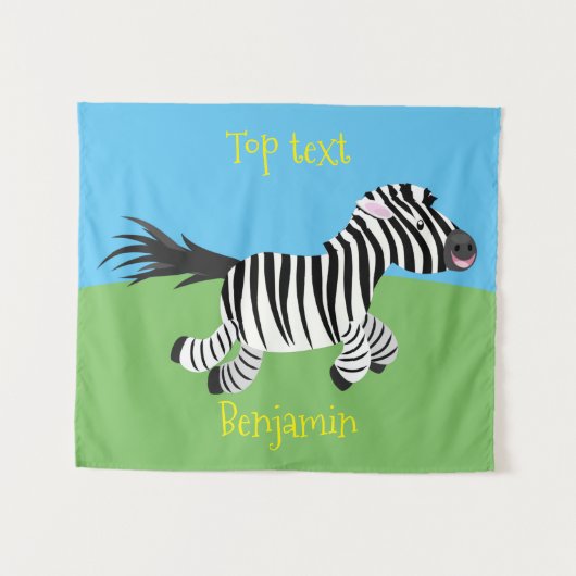 Cute grappige zebra lopende illustratie van cartoo wandkleed (Voorkant (horizontaal))