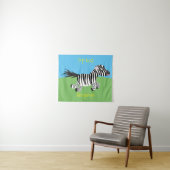Cute grappige zebra lopende illustratie van cartoo wandkleed (In Situ (horizontaal))