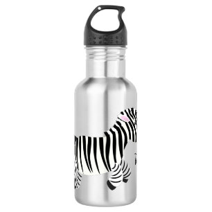 Cute grappige zebra lopende illustratie van cartoo waterfles