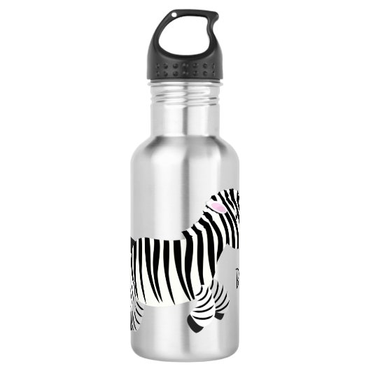Cute grappige zebra lopende illustratie van cartoo waterfles  (Voorkant)