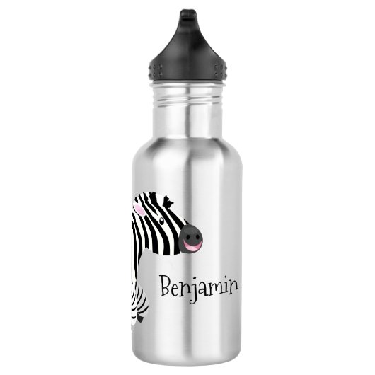 Cute grappige zebra lopende illustratie van cartoo waterfles  (Rechts)