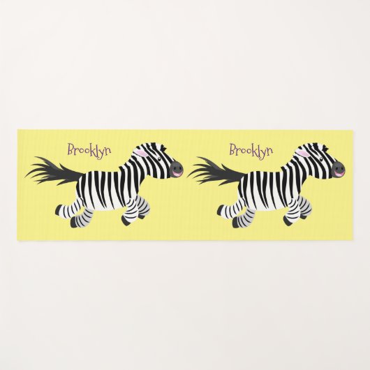 Cute grappige zebra lopende illustratie van cartoo yogamat (Voorkant (horizontaal))