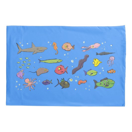 Cute grappige zee life cartoon kussensloop (Achterkant)