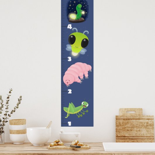 Cute grappigs cartoon growth chart poster (Keuken)