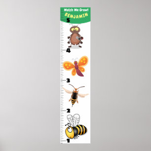 Cute grappigs cartoon growth chart poster