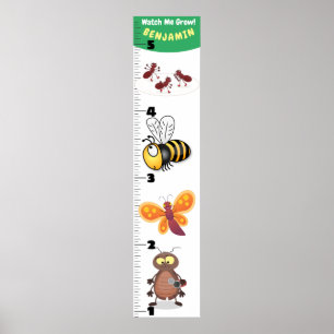 Cute grappigs cartoon growth chart poster