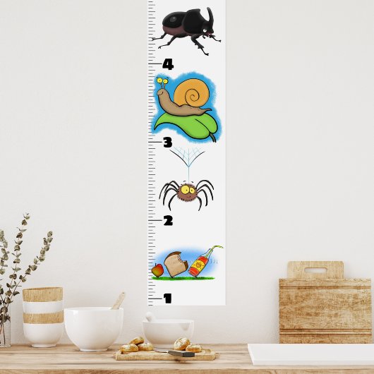 Cute grappigs cartoon growth chart poster (Keuken)