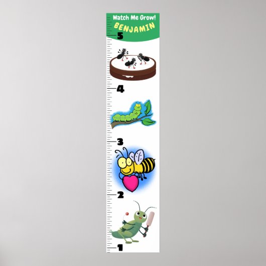 Cute grappigs cartoon growth chart poster (Voorkant)