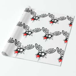 Cute grappigs Rudolph the red nosed Kerstmis carto Cadeaupapier
