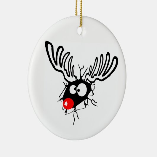 Cute grappigs Rudolph the red nosed Kerstmis carto Keramisch Ornament (Rechts)