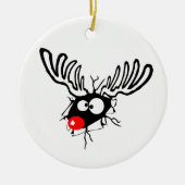 Cute grappigs Rudolph the red nosed Kerstmis carto Keramisch Ornament (Voorkant)