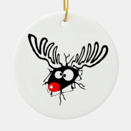 Cute grappigs Rudolph the red nosed Kerstmis carto Keramisch Ornament