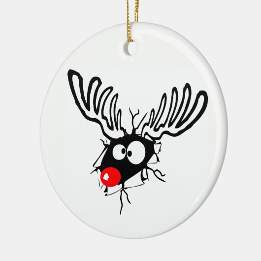 Cute grappigs Rudolph the red nosed Kerstmis carto Keramisch Ornament (Links)