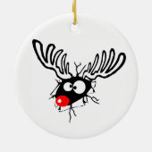 Cute grappigs Rudolph the red nosed Kerstmis carto Keramisch Ornament (Achterkant)
