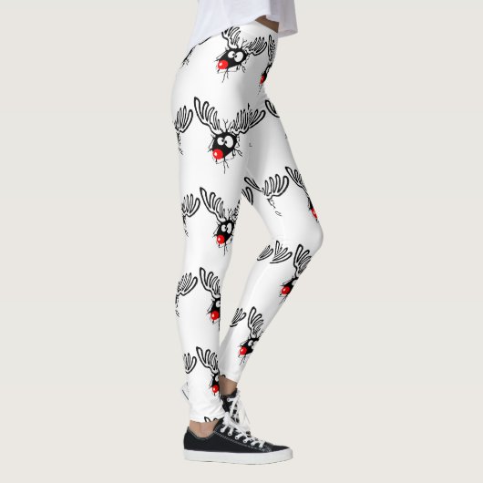Cute grappigs Rudolph the red nosed Kerstmis carto Leggings (Rechts)