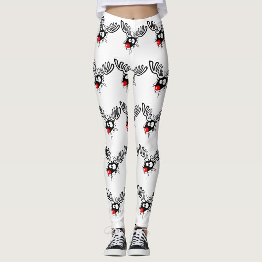 Cute grappigs Rudolph the red nosed Kerstmis carto Leggings (Voorkant)