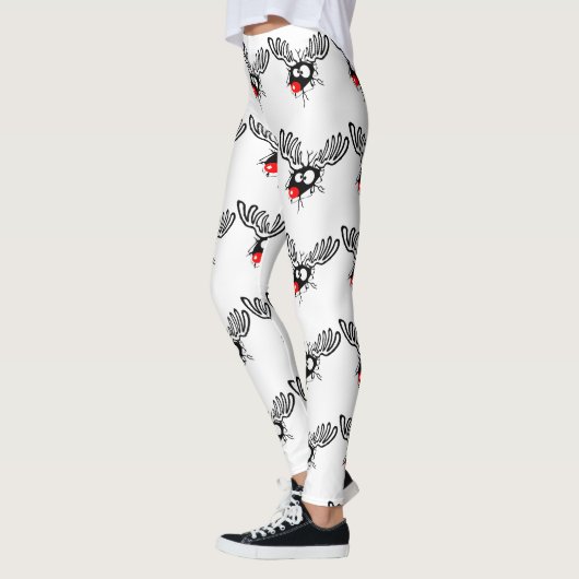 Cute grappigs Rudolph the red nosed Kerstmis carto Leggings (Links)