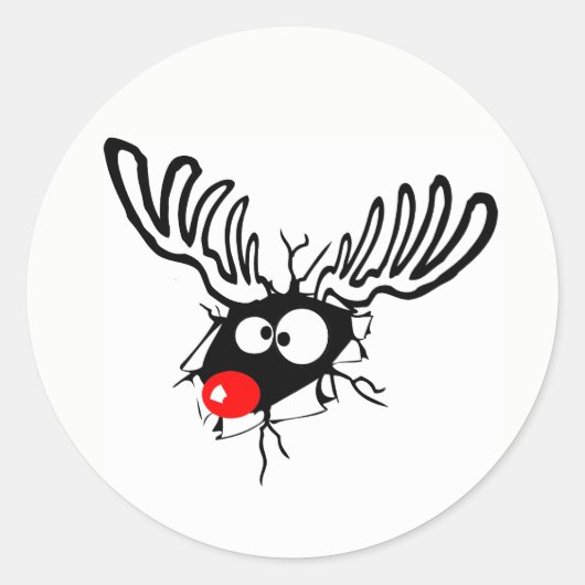 Cute grappigs Rudolph the red nosed Kerstmis carto Ronde Sticker (Voorkant)