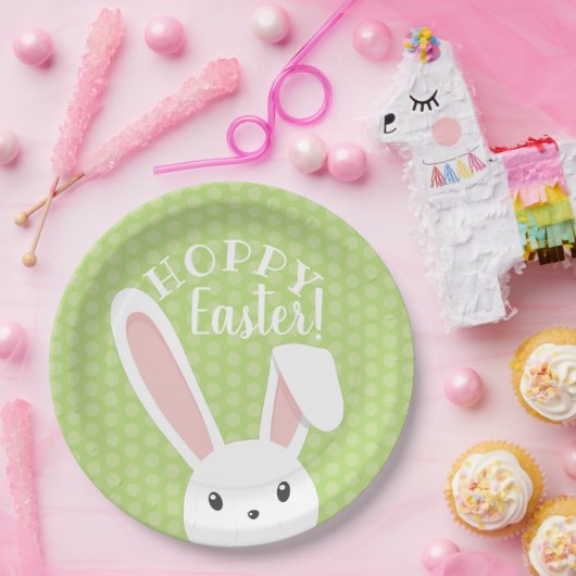 Cute grappy Hoppy Easter Bunny Green Spring Party Papieren Bordje (Feest)