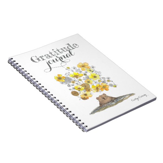 Cute Gratitude Journal Illustrated Flowers Name Notitieboek (Rechterzijde)