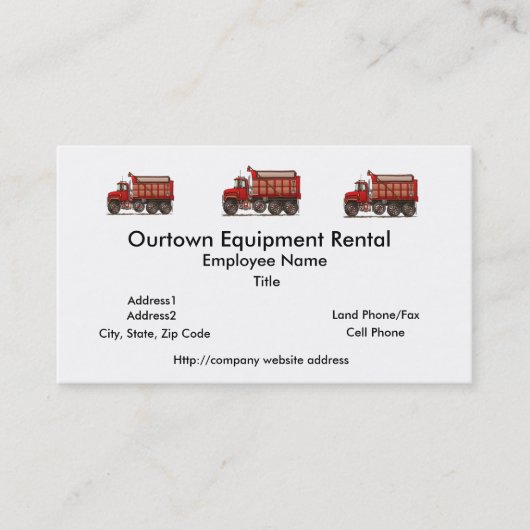 Cute Gravel Dump Truck Visitekaartje (Voorkant)