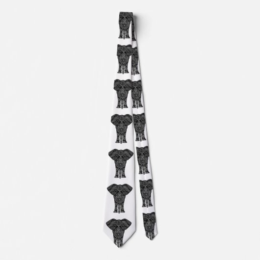 Cute Gray and Black Mandala Elephant Pattern Stropdas (Voorkant)